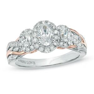 Vera Wang Love Collection 1 CT. Oval Diamond Three Stone Engagement Ring 14K